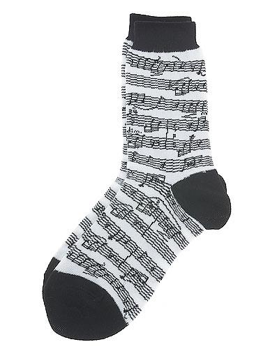 Women’s Socks: Sheet Music (Black/White)