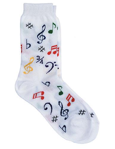 Women’s Socks: Multi Notes (White)