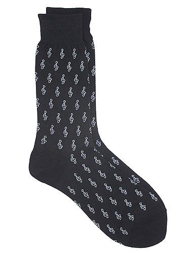 Men’s Socks: Mini Treble Clefs (Black/White)