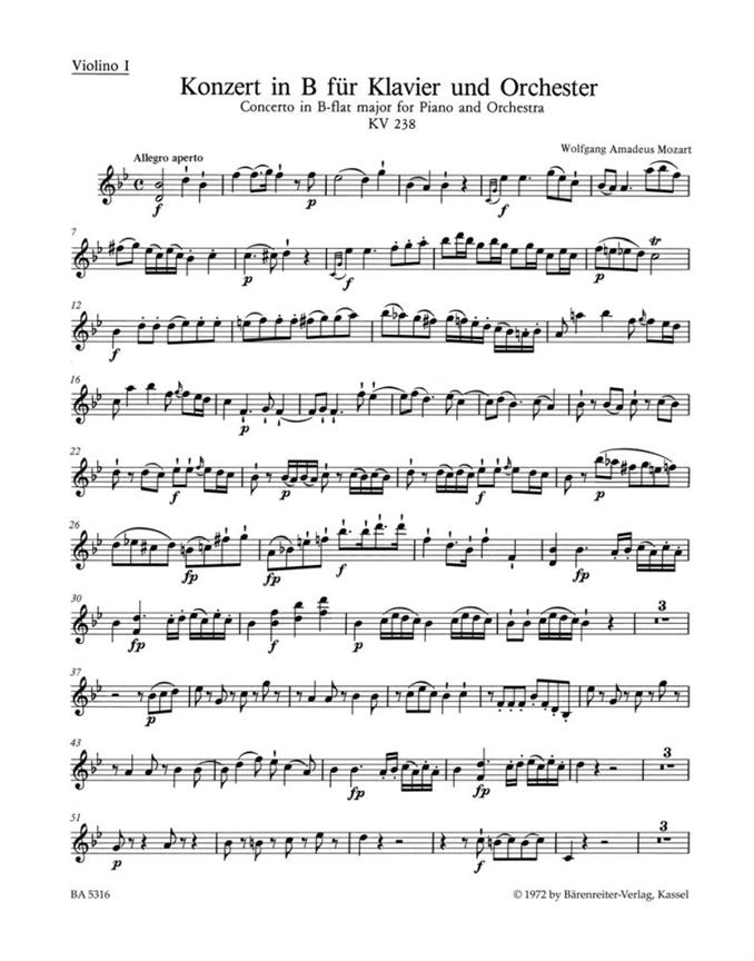 Mozart: Konzert für Klavier und Orchester Nr. 6 B-Dur KV 238