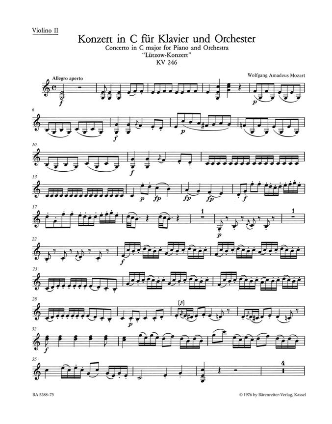 Mozart: Konzert für Klavier und Orchester Nr. 8 C-Dur KV 246 Lützow-Konzert