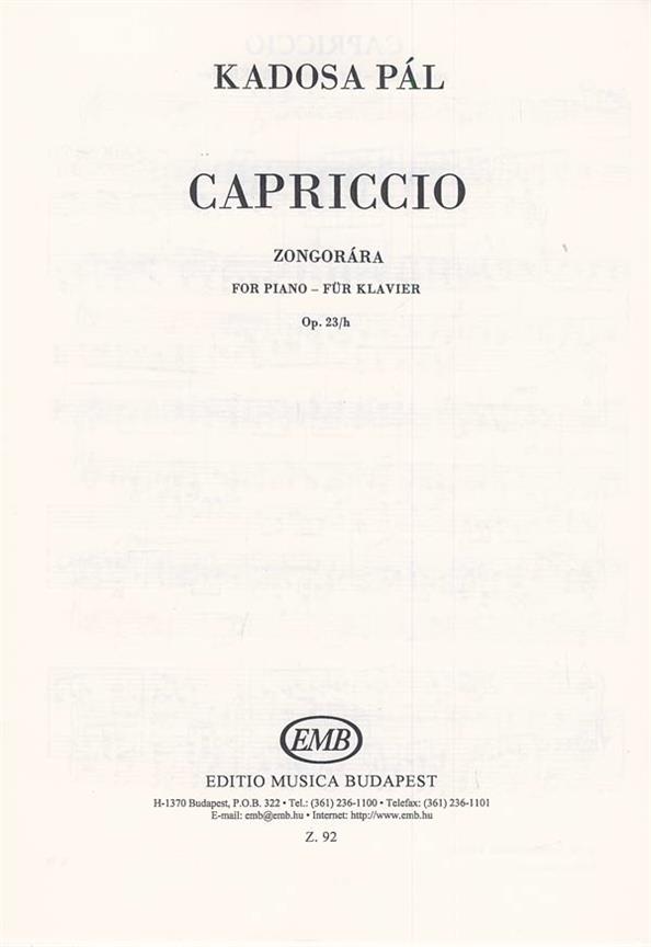 Pál Kadosa: Capriccio Op.23-H