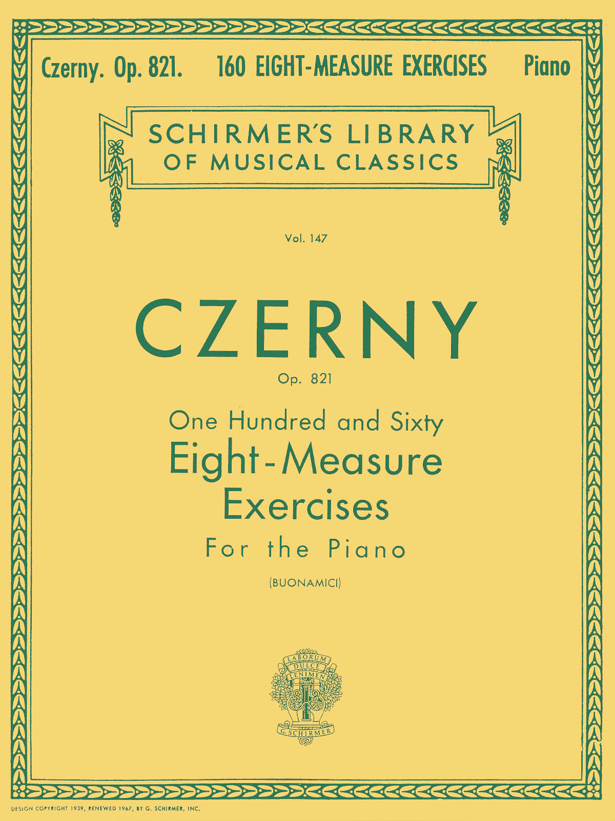 Carl Czerny: 160 Eight-Measure Exercises for Piano Op.821