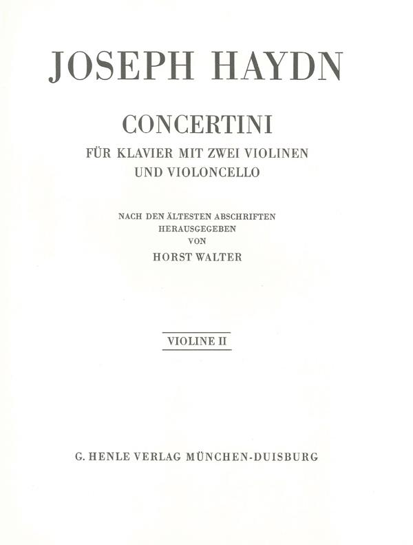Haydn: Concertini for Piano (Harpsichord) with two Violins and Violoncello