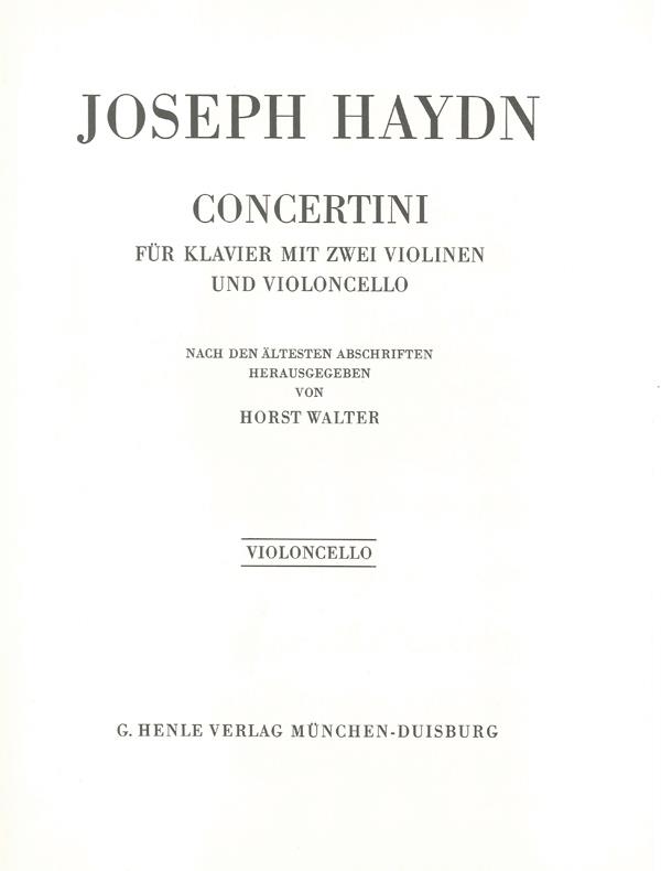 Haydn: Concertini for Piano (Harpsichord) with two Violins and Violoncello