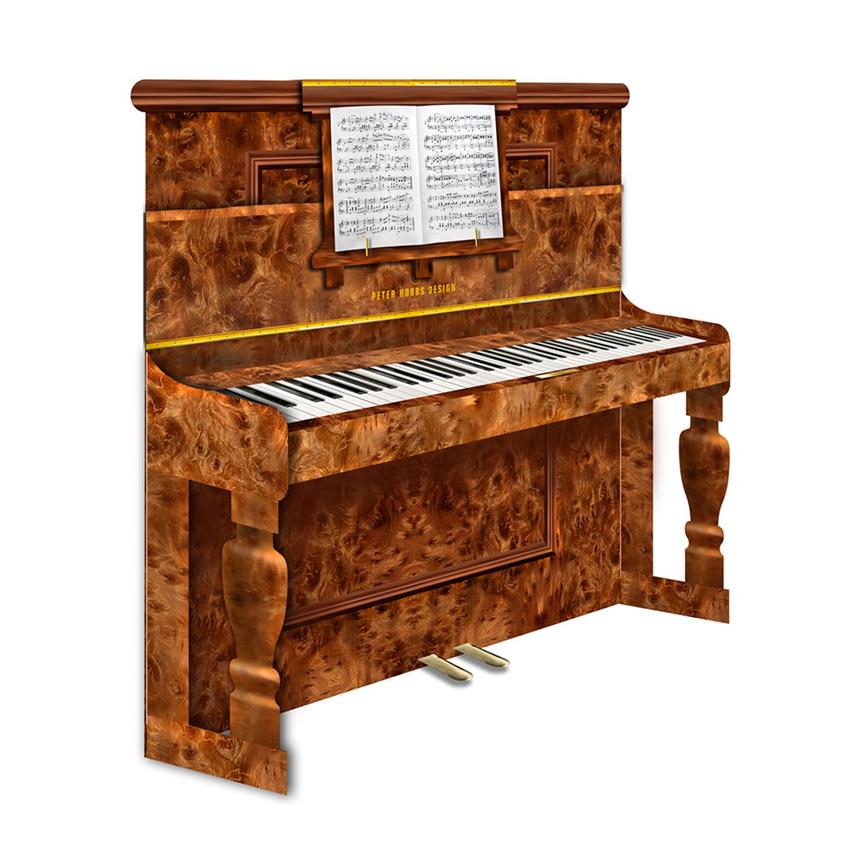 3D Card Upright Walnut Piano