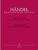 Handel: Complete Sonatas for Recorder and Basso continuo
