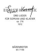 Krenek: Drei Lieder (1972) fuer Sopran und Klavier