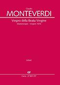 Monteverdi: Vespro Della Beata Vergine (Studiepartituur)