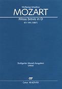 Mozart: Missa brevis in D KV 194 (Vocalscore)