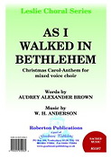 William Henry Anderson: As I Walked In Bethlehem (SATB)