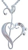 Pendant Heart Clefs Silver Plated