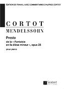Felix Mendelssohn Bartholdy: Presto De Fantaisie En Fa Diese Op.28 Piano