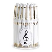 Ballpoint pen box G-clef white/gold (24 pcs)(White/Gold (24 pieces per packing unit))
