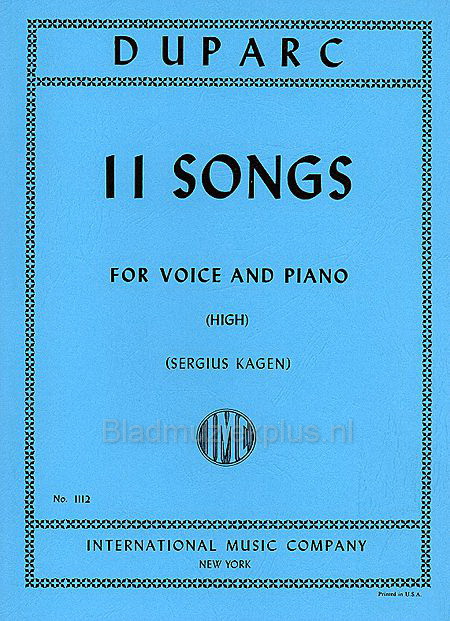 Duparc: Eleven Songs for High Voice
