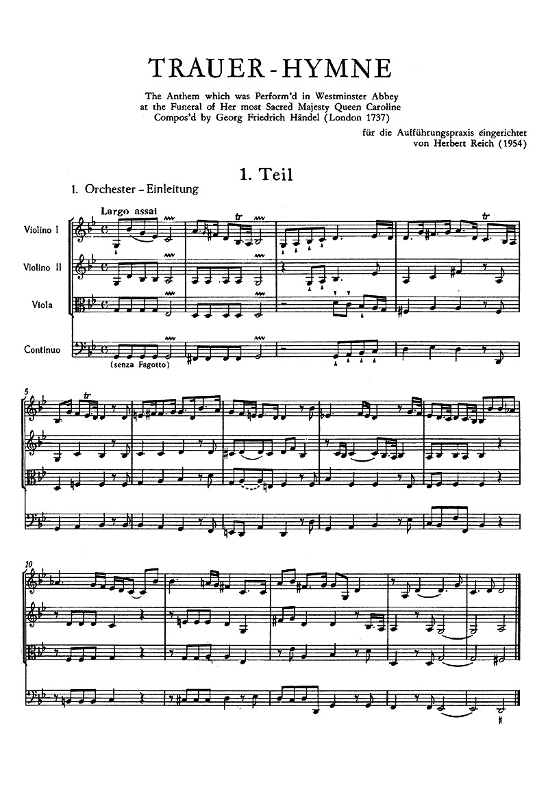 Georg Friedrich Händel: Trauer-Hymne