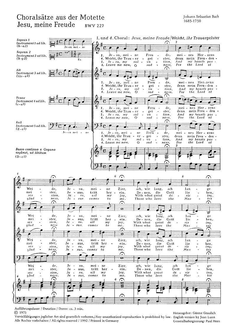 Bach: Jesu, meine Freude (SATB)