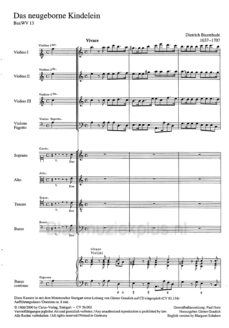 Buxtehude: Das neugeborne Kindelein (Cello/Kontrabas)