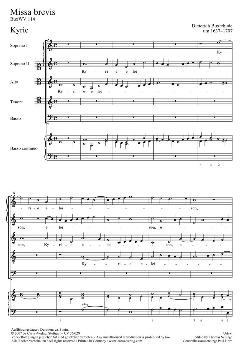 Buxtehude: Missa brevis (Kyrie-Gloria-Messe)