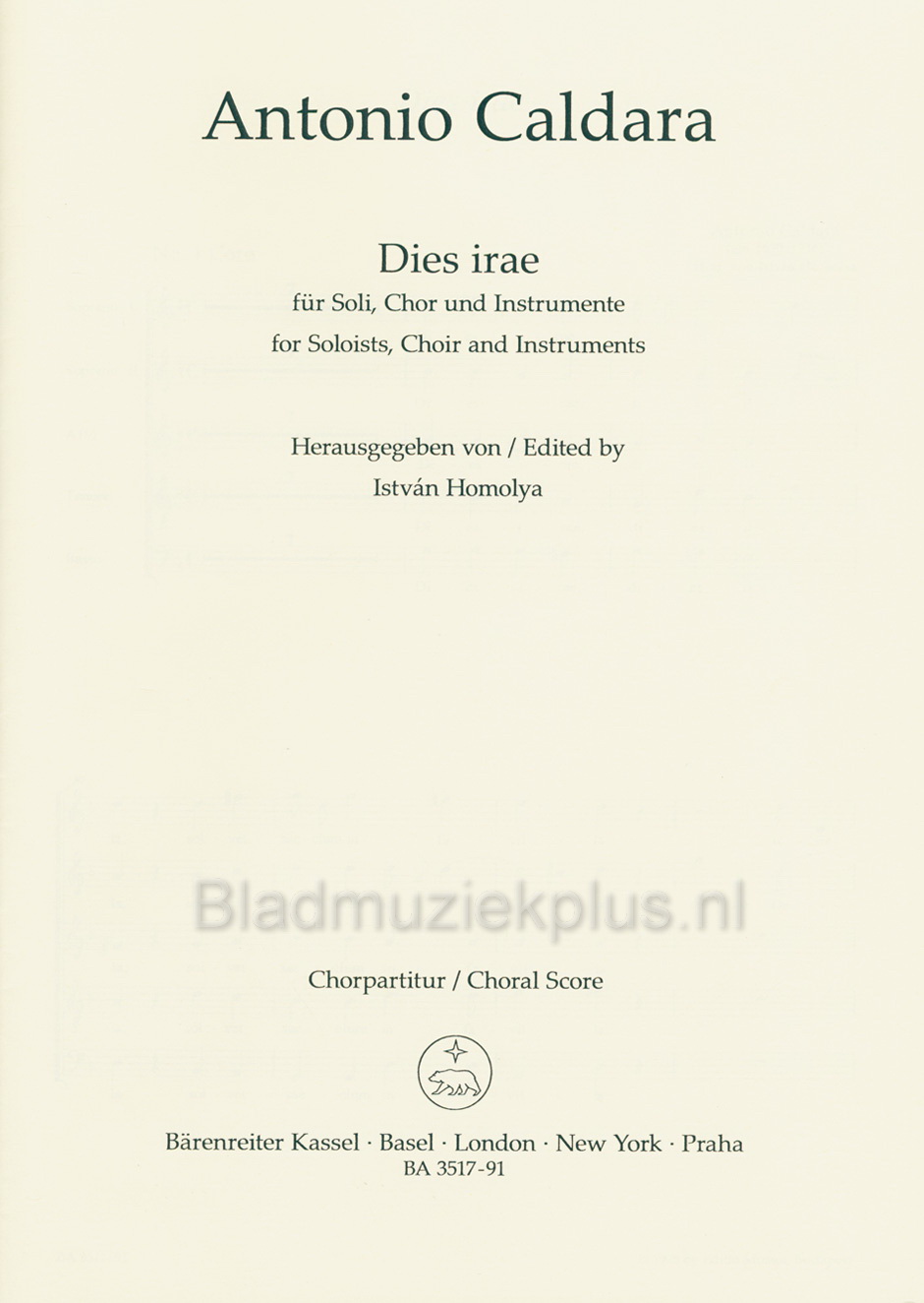 Antonio Caldara: Dies Irae (Vocal Score)