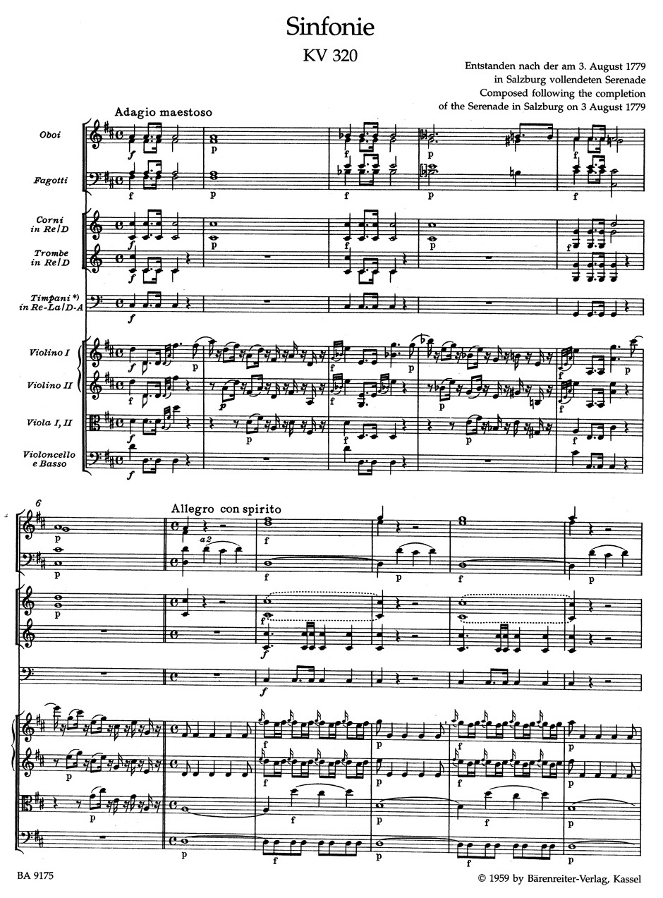 Mozart: Symphony in D major based on Serenade K. 320 (Windset)