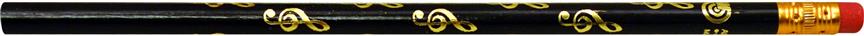 Potlood (Pack of 10): Treble Clef (Black & Gold)