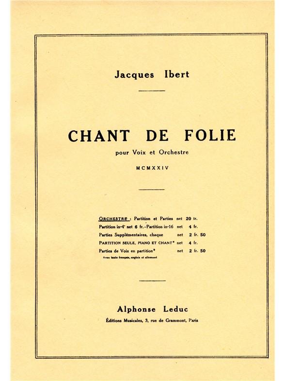 Jacques Ibert: Chant De Folie