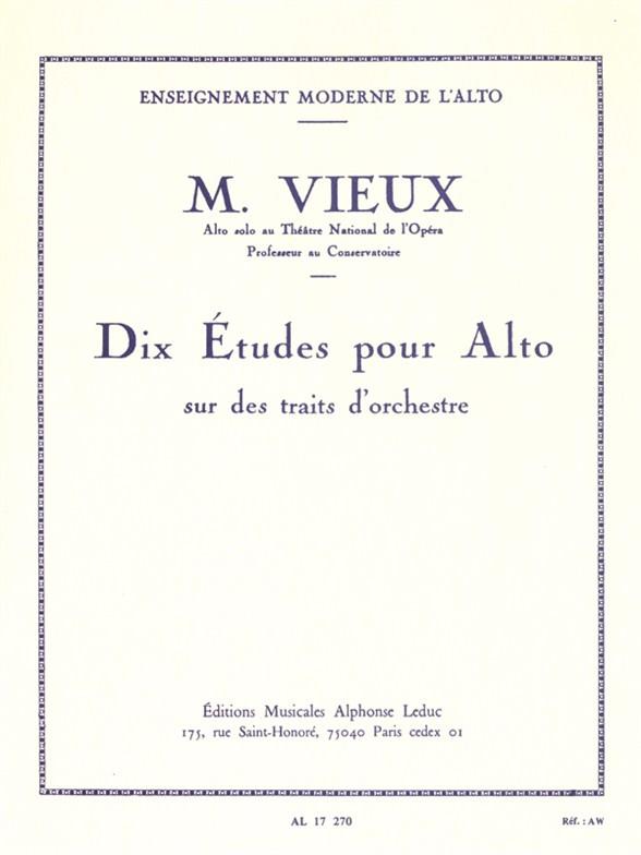 Marcel Vieux: 10 Studies For Viola