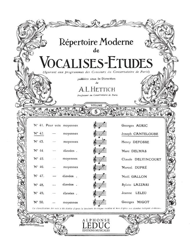 Canteloube: Vocalise Etude N0042