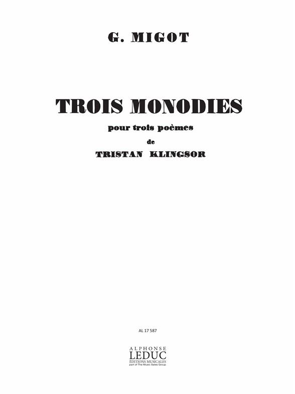 3 Monodies Pour 3 Poemes De Klingsor