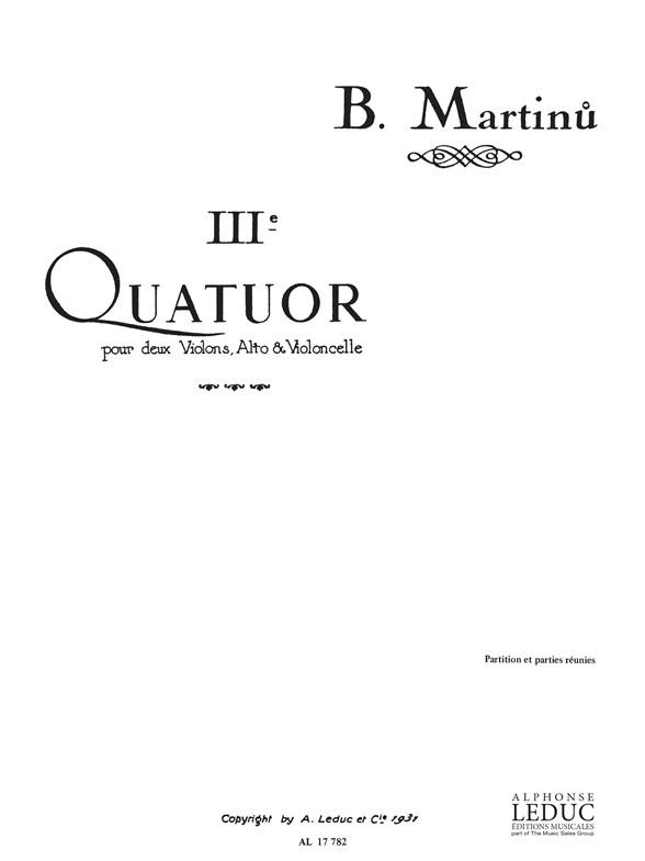 Bohuslav Martinu: Quatuor A Strings N03