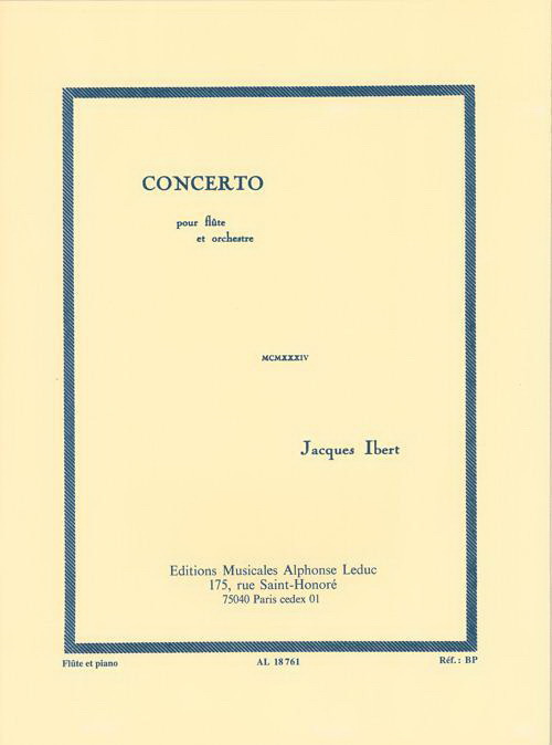Jacques Ibert: Concerto Flute and Orchestra