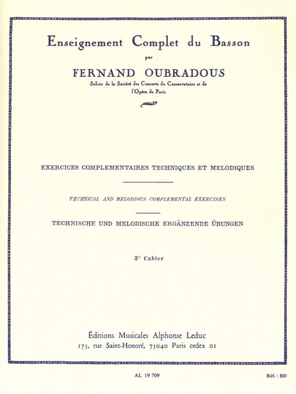 Fernand Oubradous: Enseignement complet Vol.3