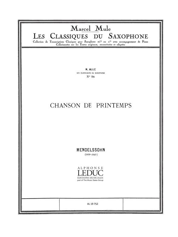 Felix Mendelssohn: Chanson de Printemps Opus62 No.6 in A major