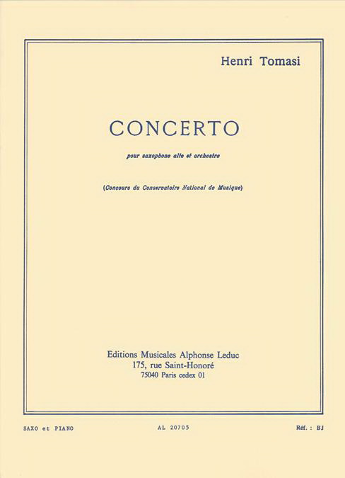 Henri Tomasi: Concerto for Alto Saxophone And Orchestra