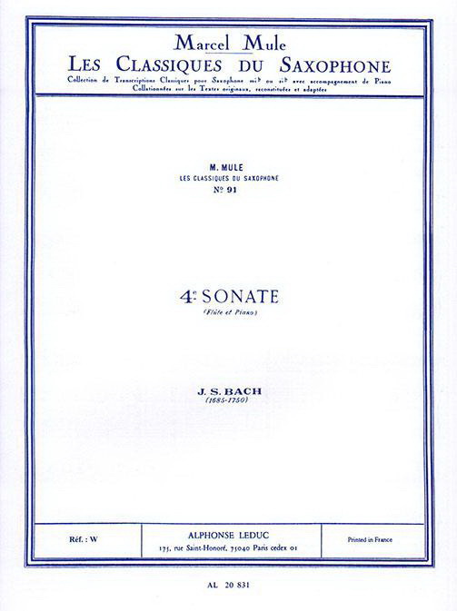 Bach: Sonate No 4. (Alto Saxophone/Piano)