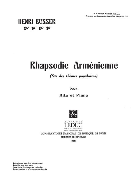 Henri Busser: Rhapsodie Armenienne