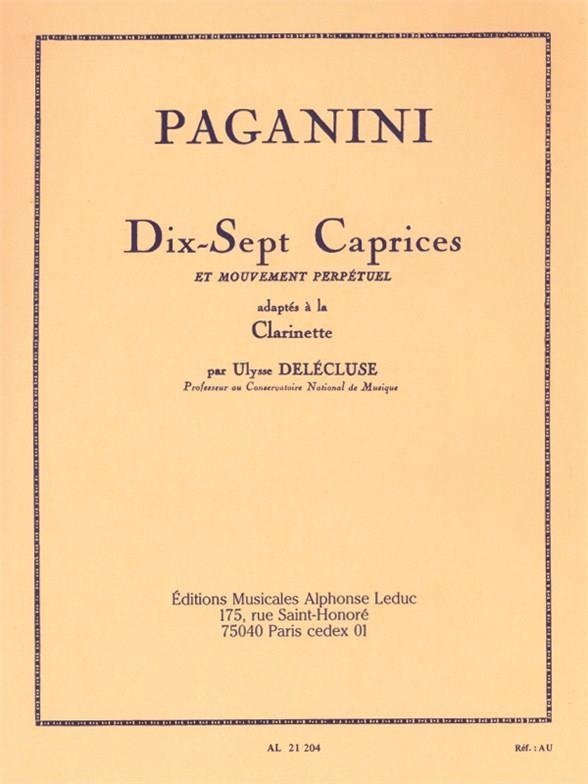 Nicolas Paganini_Delecluse: 17 Caprices adapted for Clarinet