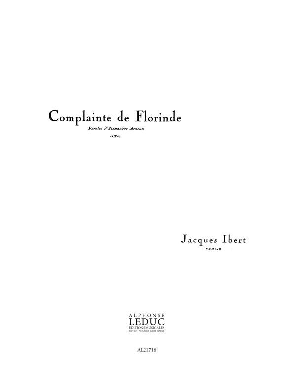 Jacques Ibert: Complainte De Florinde