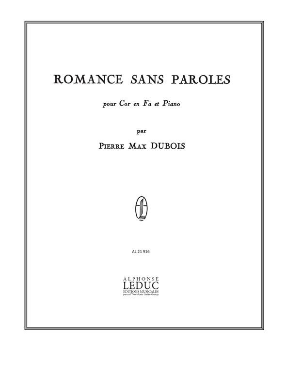 Dubois: Romance Sans Paroles