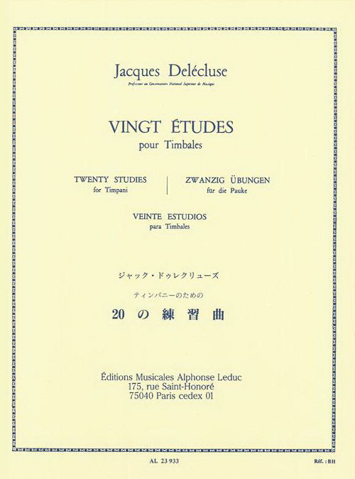 Jacques Delécluse: 20 Etudes pour Timbales