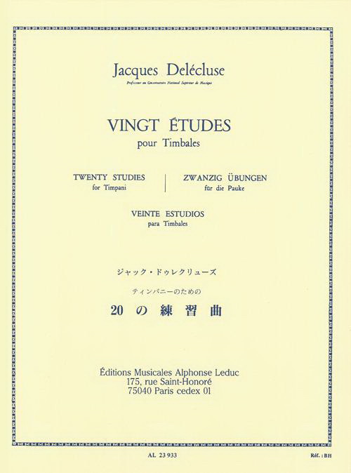 Jacques Delécluse: 20 Etudes pour Timbales