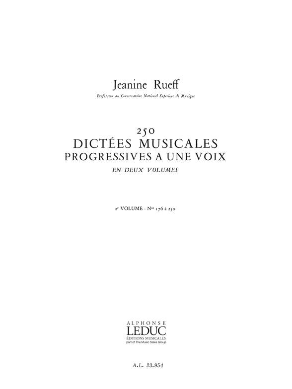 250 Dictees Musicales Progr. a 1 Voix Vol. 2