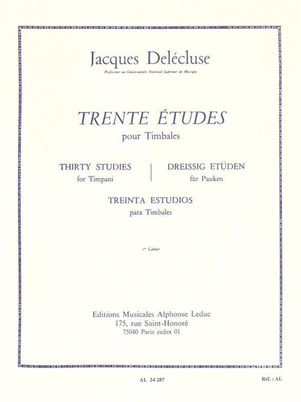 J. Delecluse: 30 Etudes Volume 1 Timbales