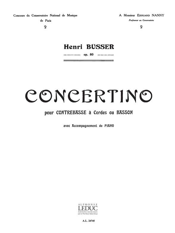 Henri Busser: Concertino Op8O