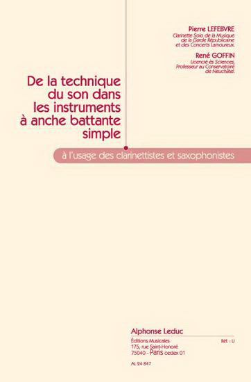 Technique du Son dans les Instruments a Anche