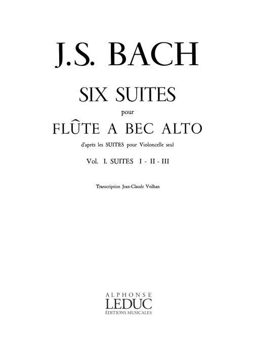 Bach: Six Suites Volume 1  Suites 1-2-3  (Altblokfluit)