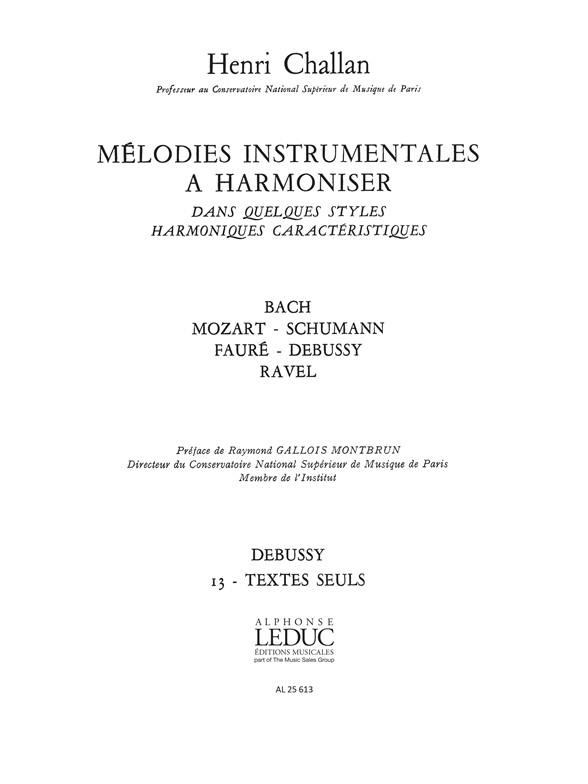 Melodies Instrumentales A Harmoniser Volume 13