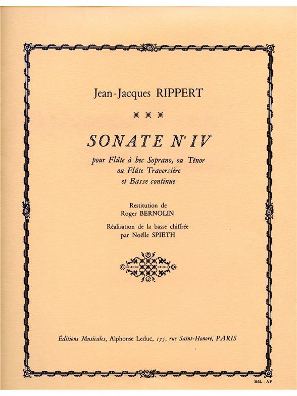 Rippert Bernolin Sonate No.4 Descant Recorder & BC