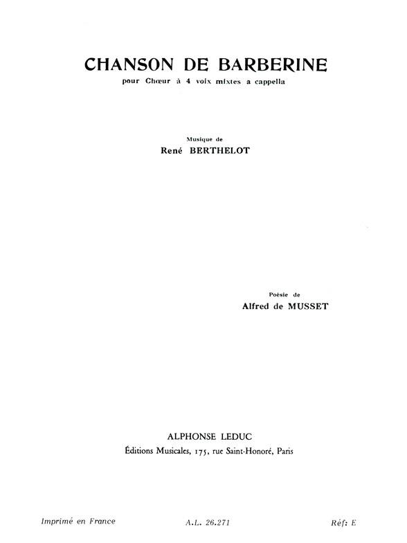 René Berthelot: Chanson De Barberine